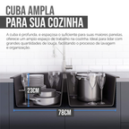 Cuba Cozinha Gourmet Pia Aço Inox Dupla Quadrada Acessórios