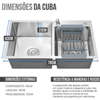 Cuba Cozinha Gourmet Pia Aço Inox Dupla Quadrada Acessórios