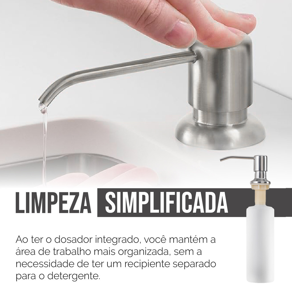 Cuba Para Pia De Cozinha Gourmet Kit Dupla Quadrada C/ Torneira Flexível