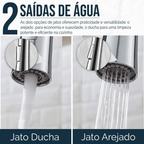 Cuba Para Pia De Cozinha Gourmet Kit Dupla Quadrada C/ Torneira Flexível