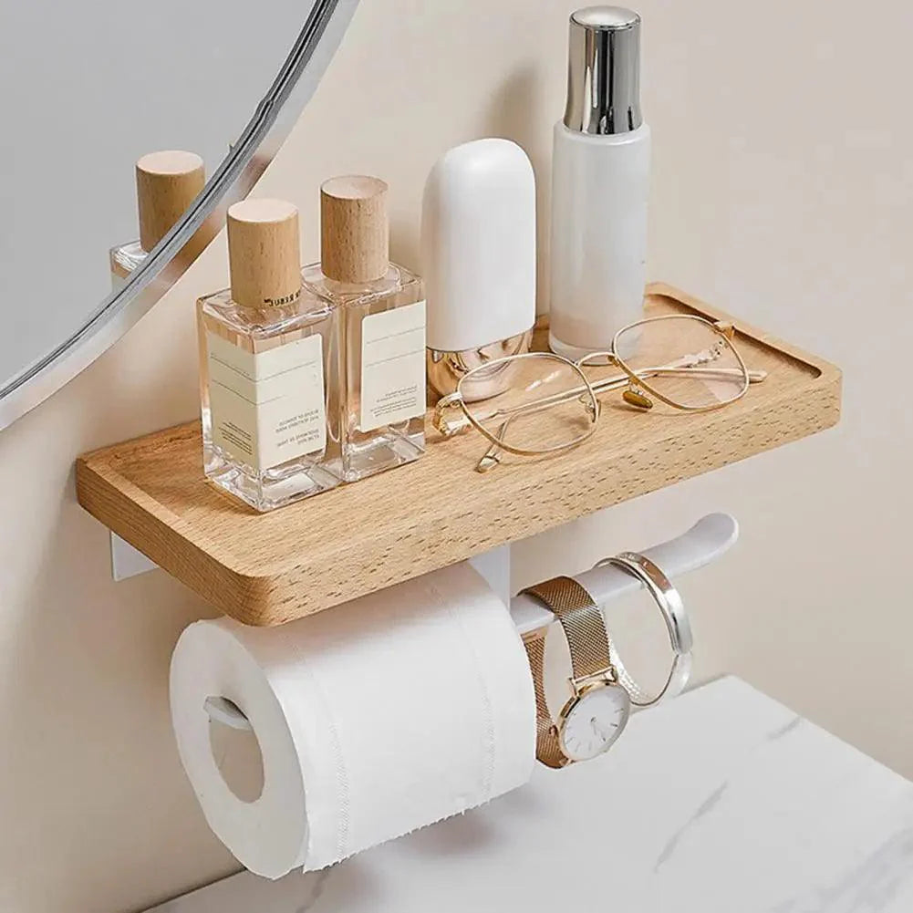 Suporte Para Papel Higiênico De Madeira Premium