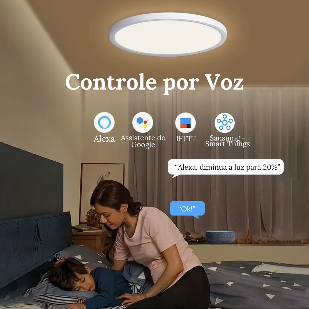 Luminária de Teto Plafon LED Redondo Inteligente Alexa Google Home
