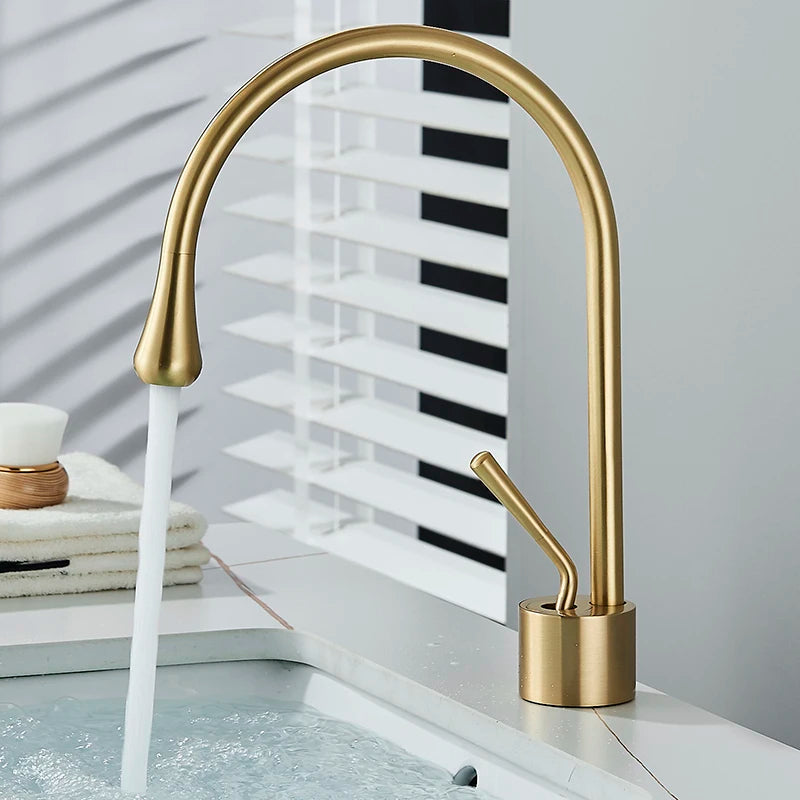 Torneira Para Banheiro Monocomando Misturador Lucca Dourado