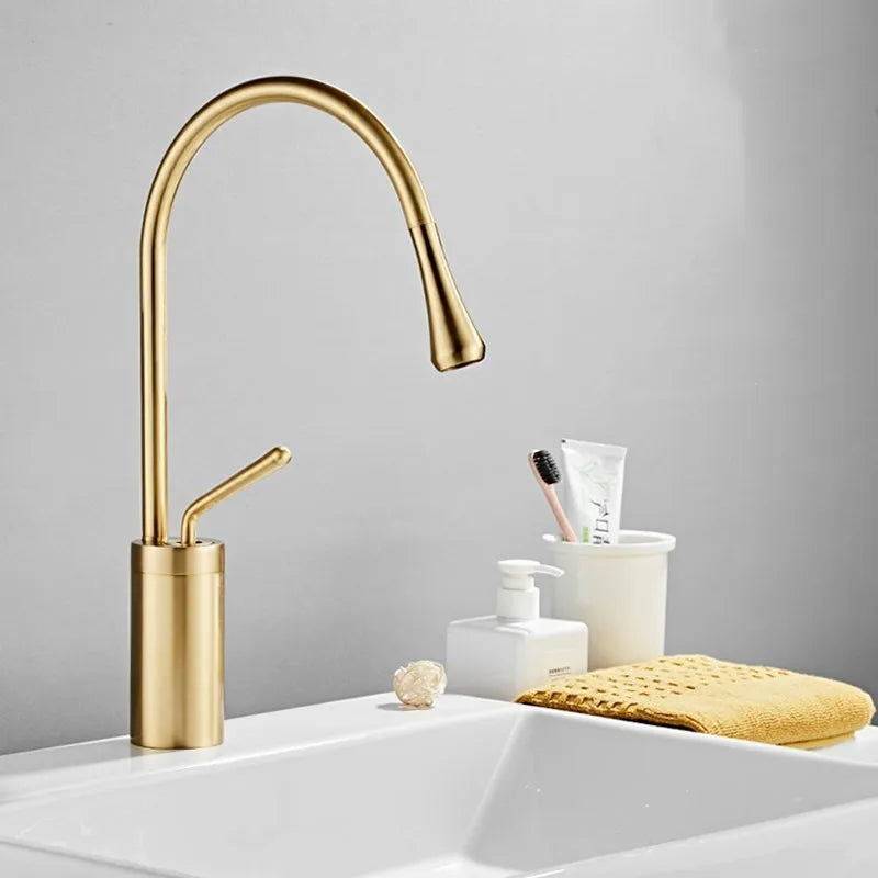 Torneira Para Banheiro Monocomando Misturador Lucca Dourado