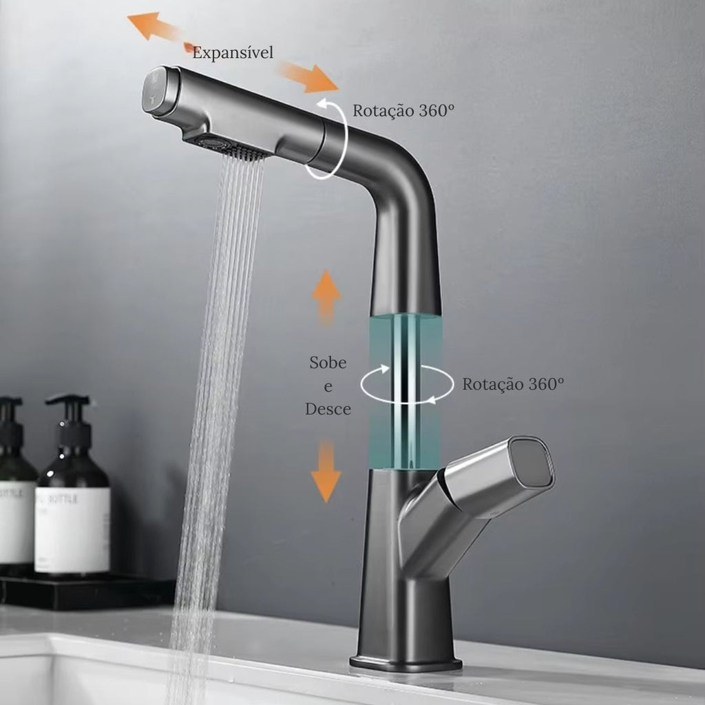 Torneira Gourmet Monocomando Para Banheiro Extensível Angel